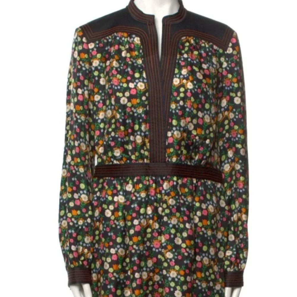 NWOT Tory Burch Runway Fall Collect 2016 NY Floral Silk Midi Dress S $629